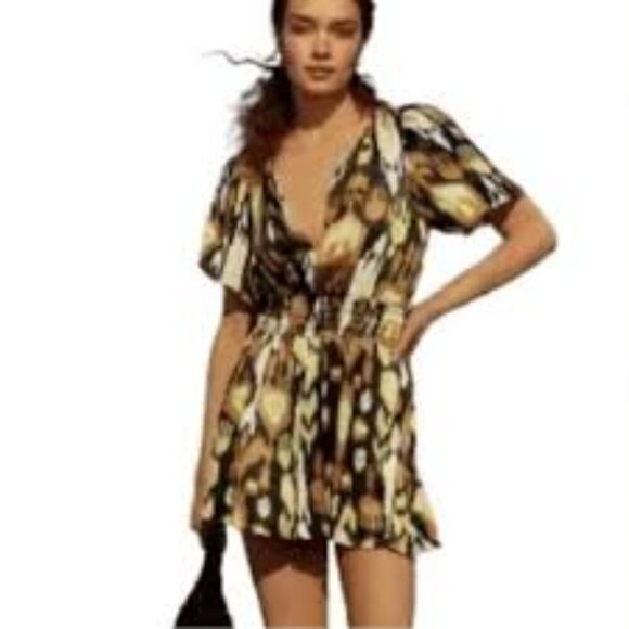 ANTHROPOLOGIE SOMERSET FLOWY WOMEN SHORTS ROMPER PLUS SIZE 1X 100% VISCOSE - Picture 1 of 8